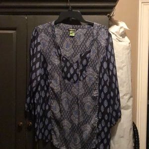 Navy blue sheer blouse